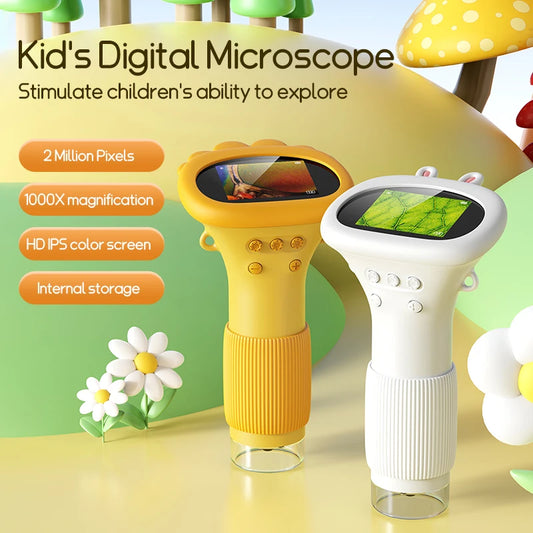 Mini Microscope 1000X – Kids Science Experiment Microscope with Manual Focus for Insect & Plant Observation