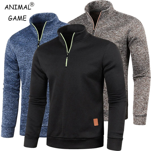 Men’s Half-Zip Sweatshirt – Long Sleeve Turtleneck Pullover, Streetwear & Winter Warm Jacket