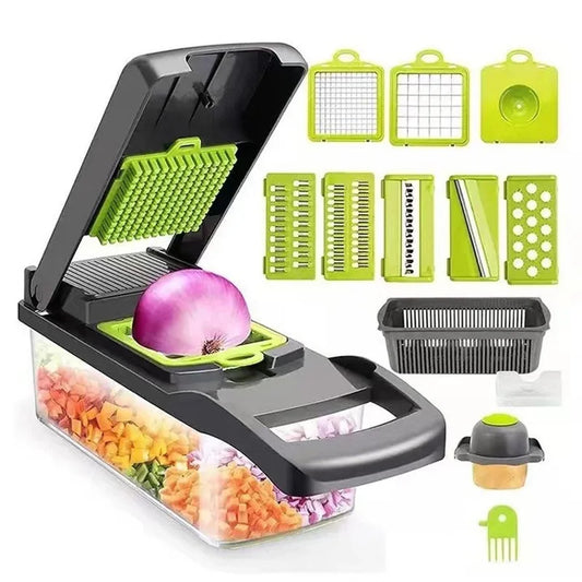 6-in-1 Vegetable Chopper & Mandoline Slicer – Dicing, Julienne, Grating with Safe Container
