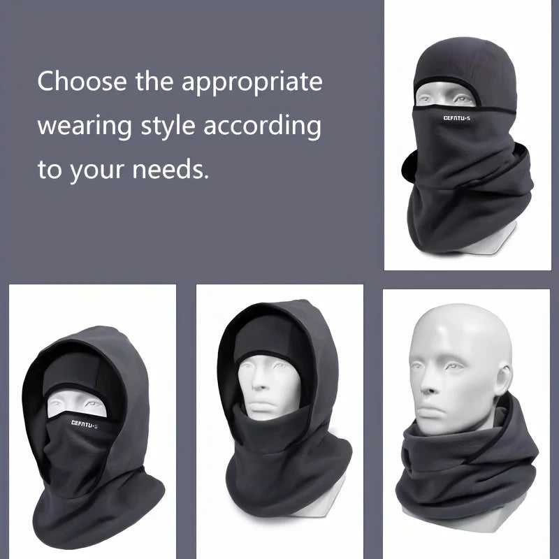 Outdoor autumn and winter season warm one-piece hat, two-layer hat design, Balaclava hat, can be used with helmets, unisex