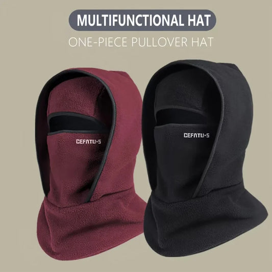 Outdoor autumn and winter season warm one-piece hat, two-layer hat design, Balaclava hat, can be used with helmets, unisex