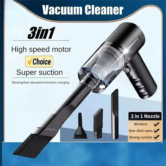 3-in-1 Portable Vacuum Cleaner – USB Rechargeable, Suction & Blowing Functions for Car and Home Use