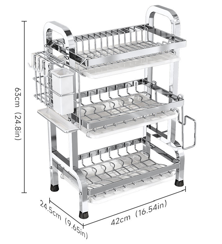 3-Tier Stainless Steel Dish Drying Rack